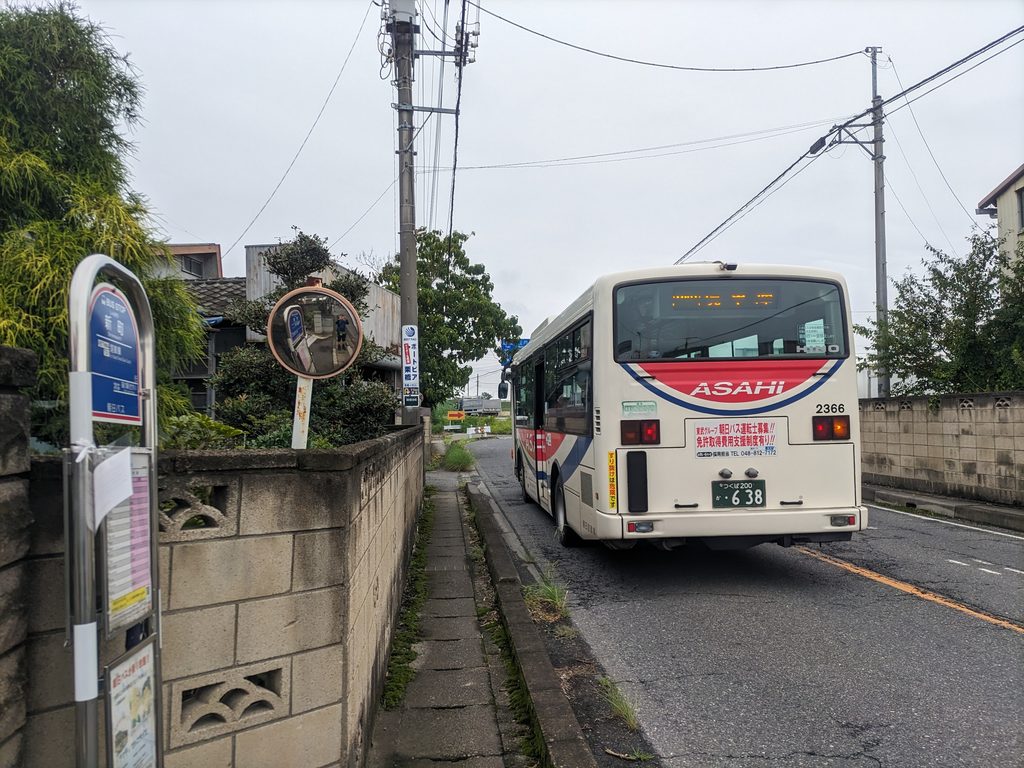 関宿城博物館の看板が見える新町バス停
